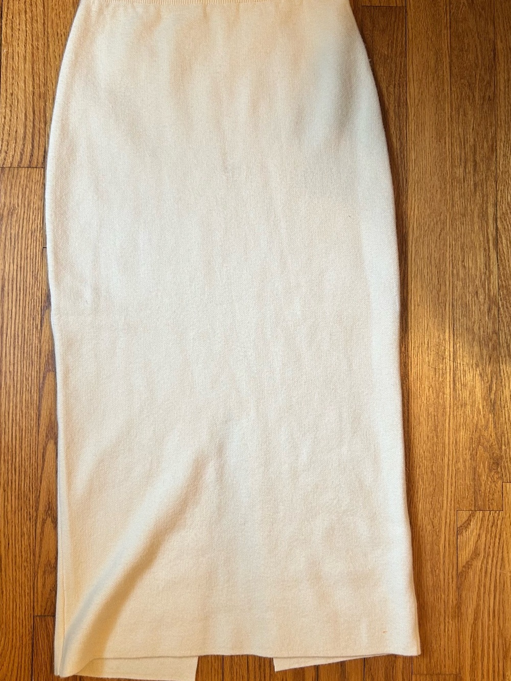 Cream Knit Pencil MIDI Skirt - high waisted